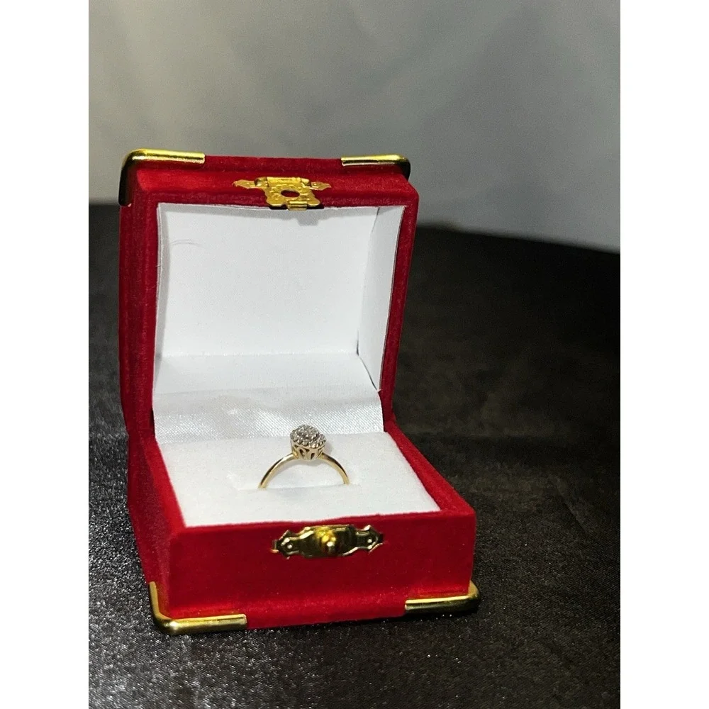 Brand new Red Velvet Ring Box Gold Trim Domed Lid Jewelry Presentation Box